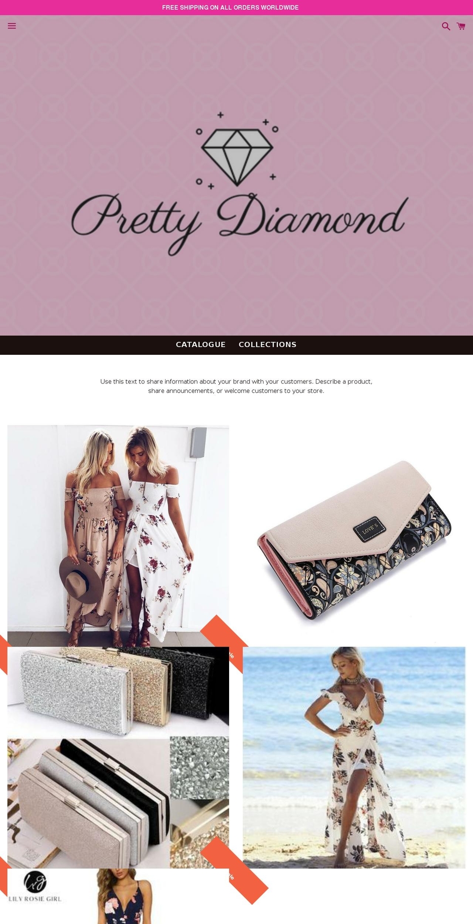 prettydiamond.store shopify website screenshot