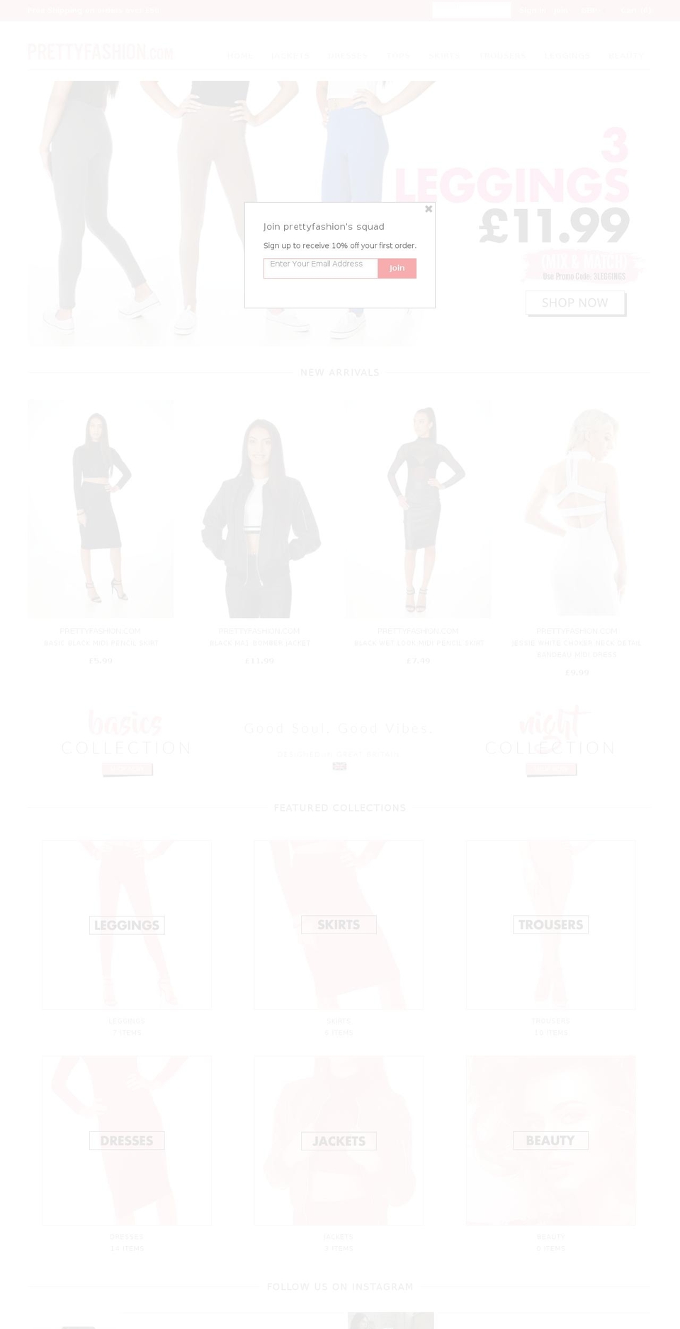 prettyfashion.com shopify website screenshot