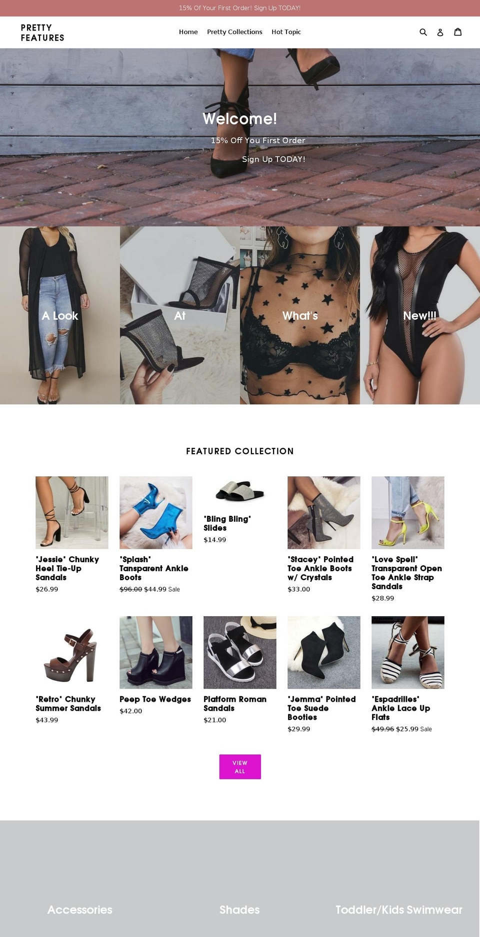 prettyfeatures.com — Shopify storefront screenshot