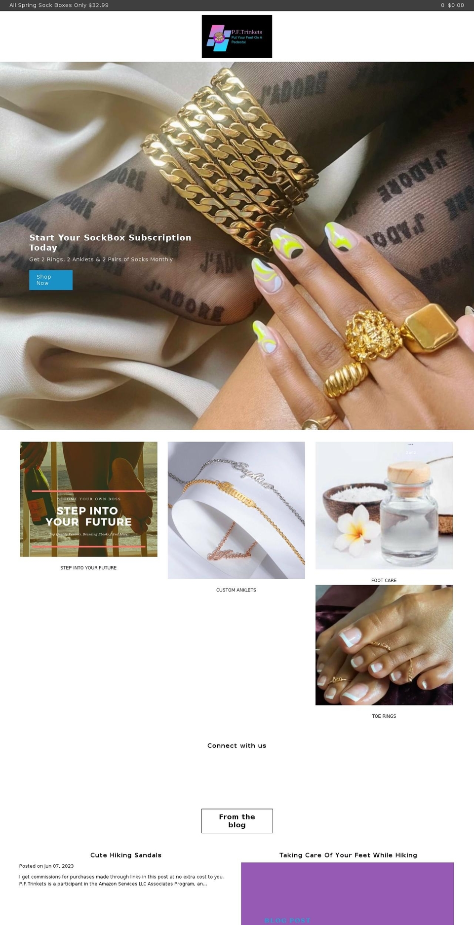 prettyfeettrinkets.com shopify website screenshot