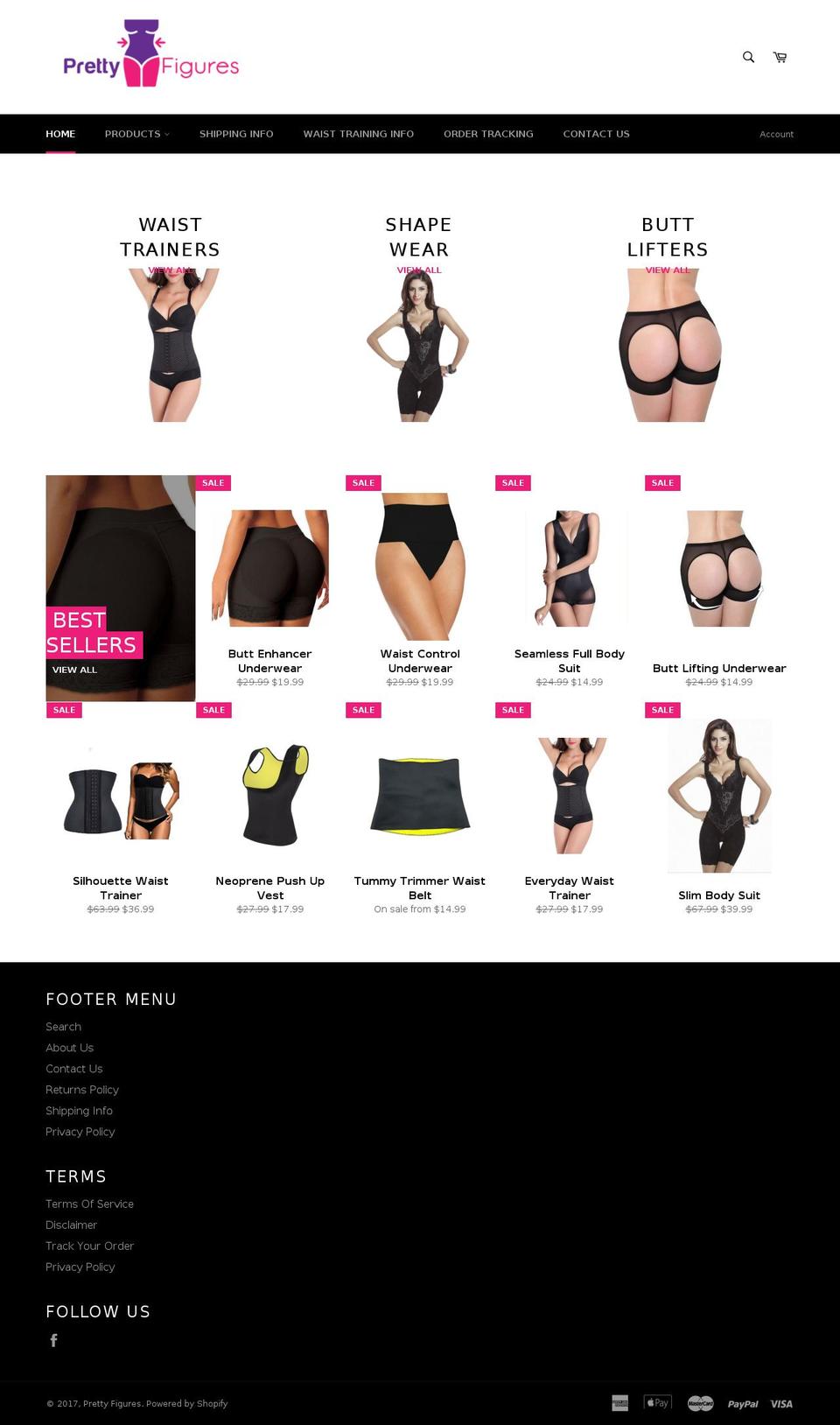 prettyfigures.com shopify website screenshot
