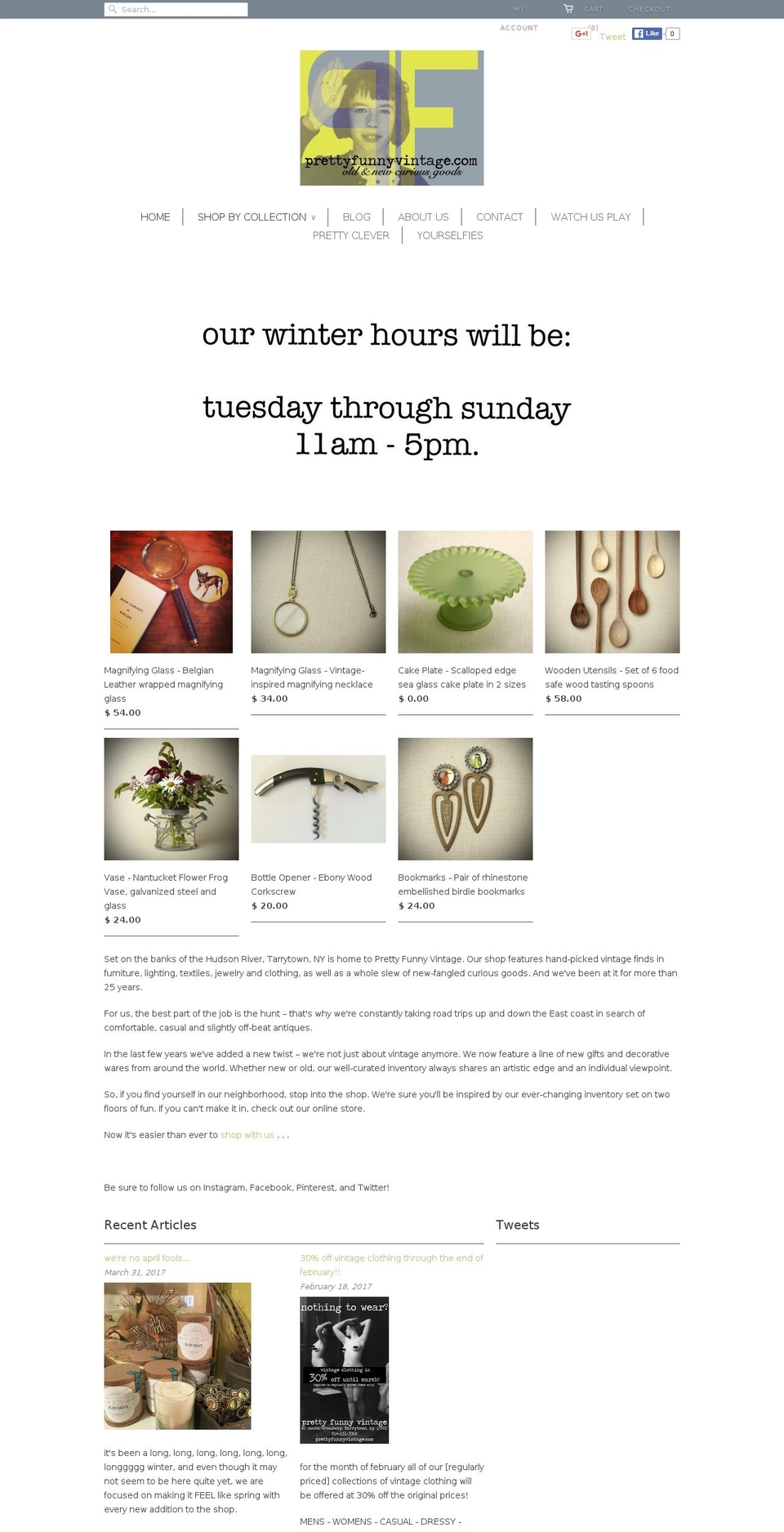 prettyfunnyvintage.com shopify website screenshot