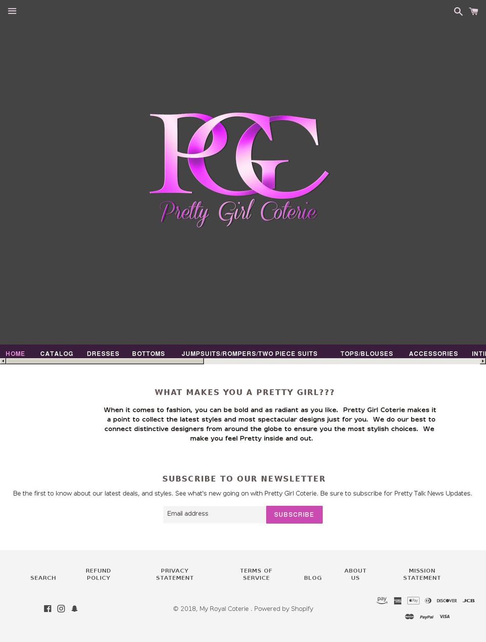 prettygirlcoterie.com shopify website screenshot