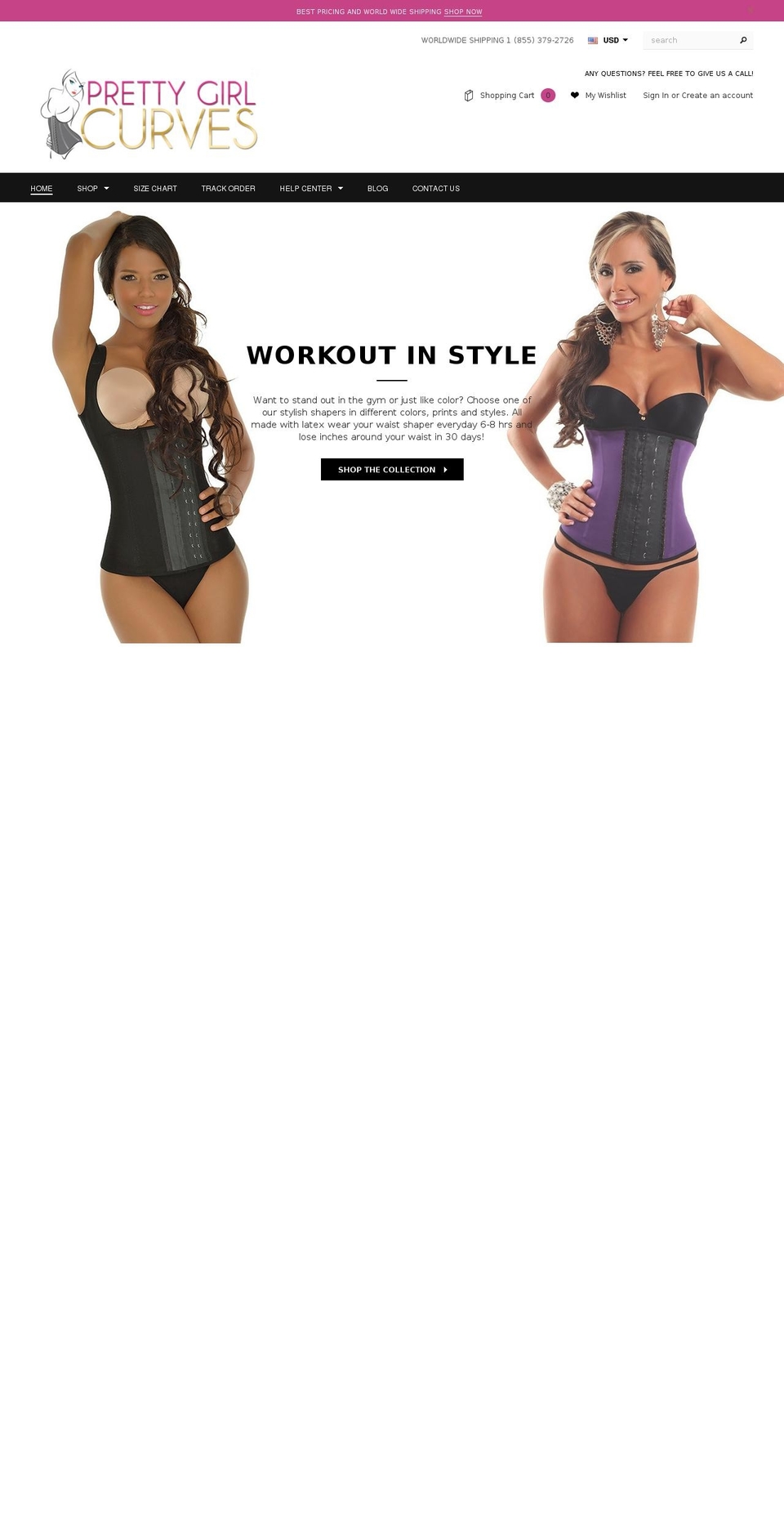 prettygirlcurves.com shopify website screenshot