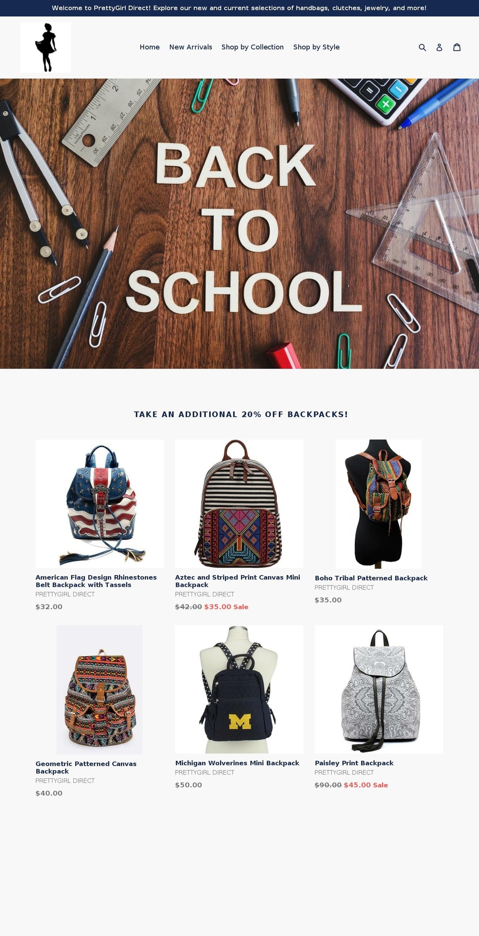 prettygirldirect.com — Shopify storefront screenshot