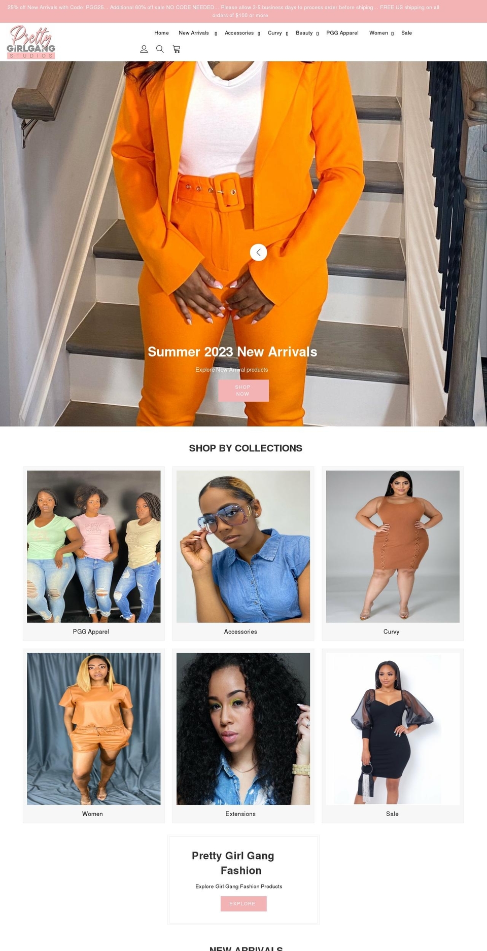 prettygirlgangstudios.com shopify website screenshot