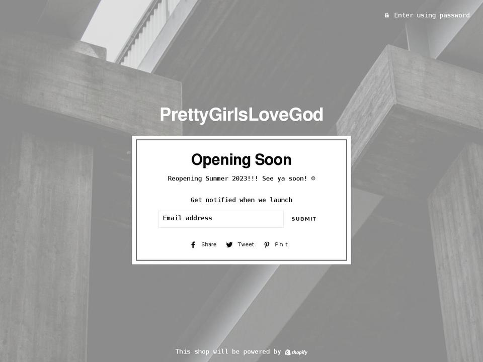 prettygirlslovegod.com shopify website screenshot