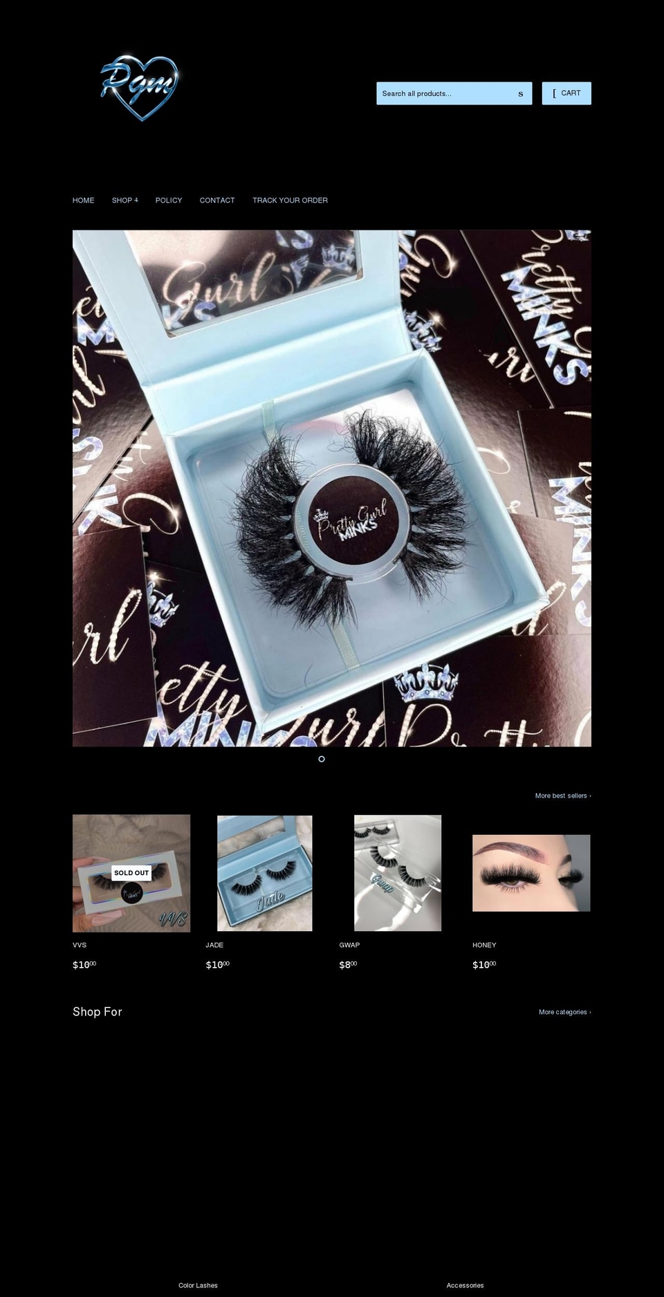 prettygurlminks.com shopify website screenshot