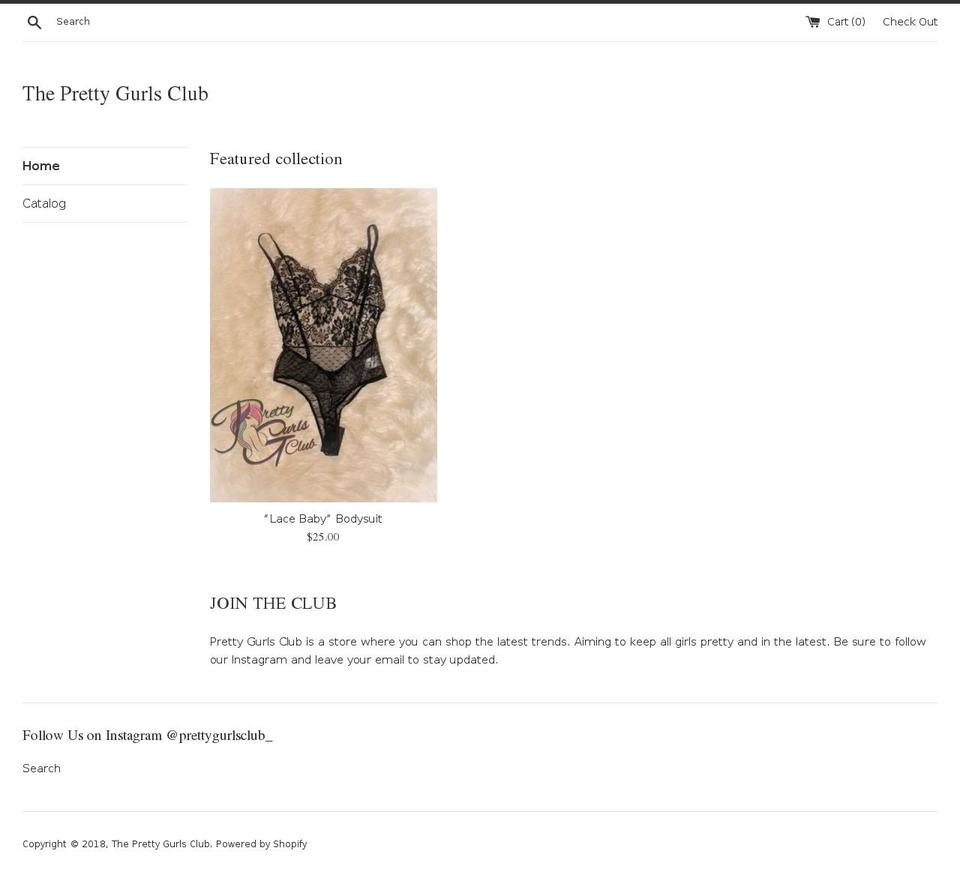 prettygurlsclub.com — Shopify storefront screenshot