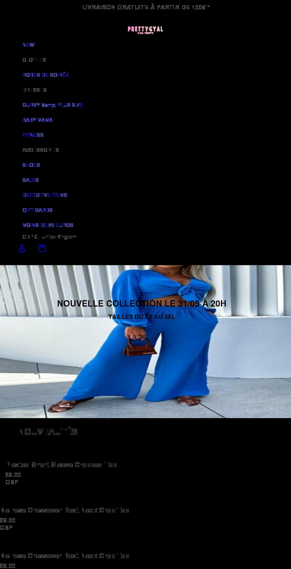 prettygyal.co.uk shopify website screenshot