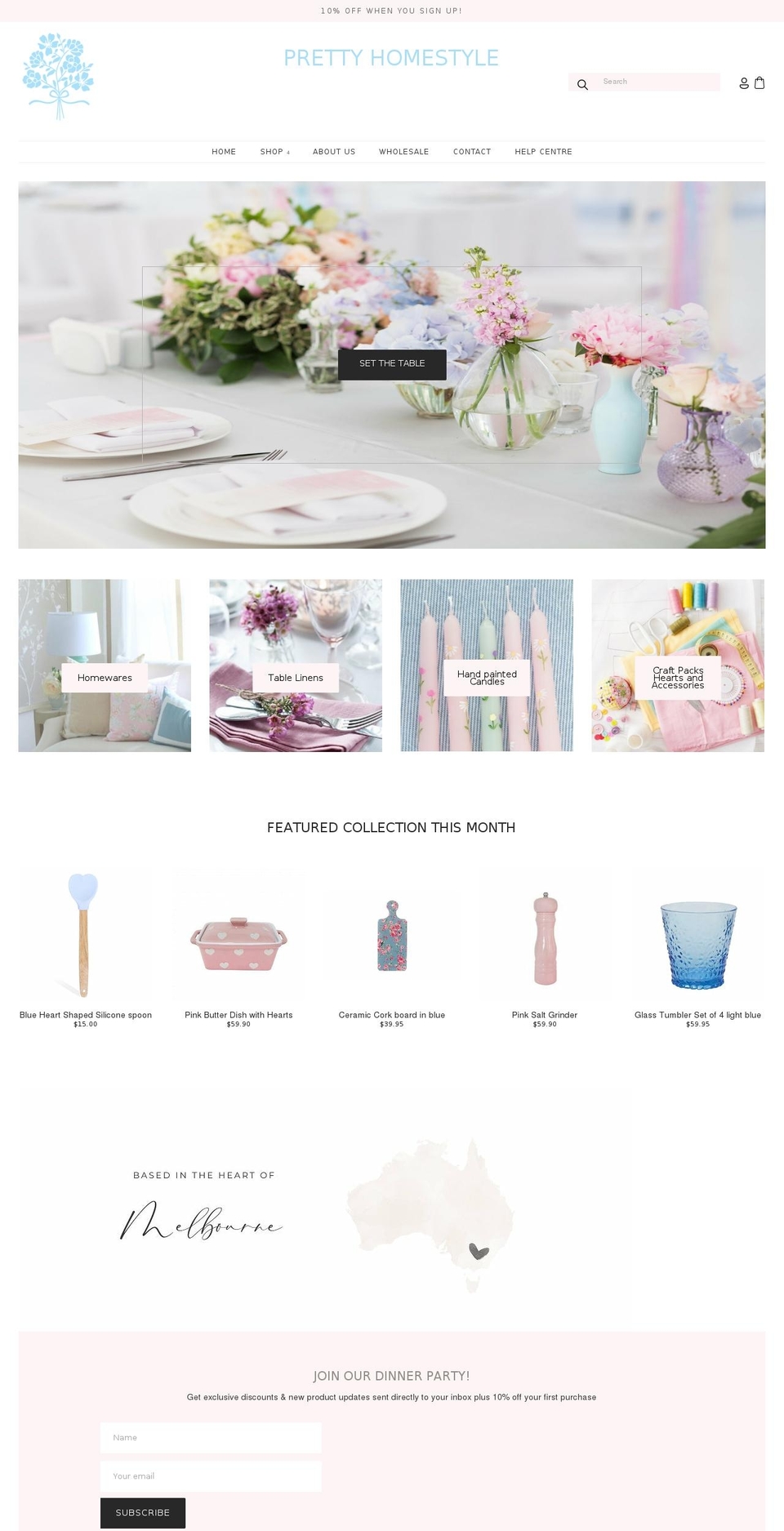 prettyhomestyle.com.au shopify website screenshot