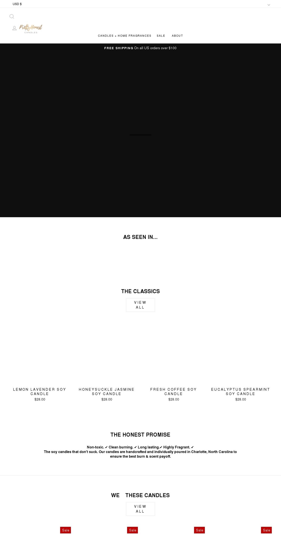prettyhonestshop.com shopify website screenshot