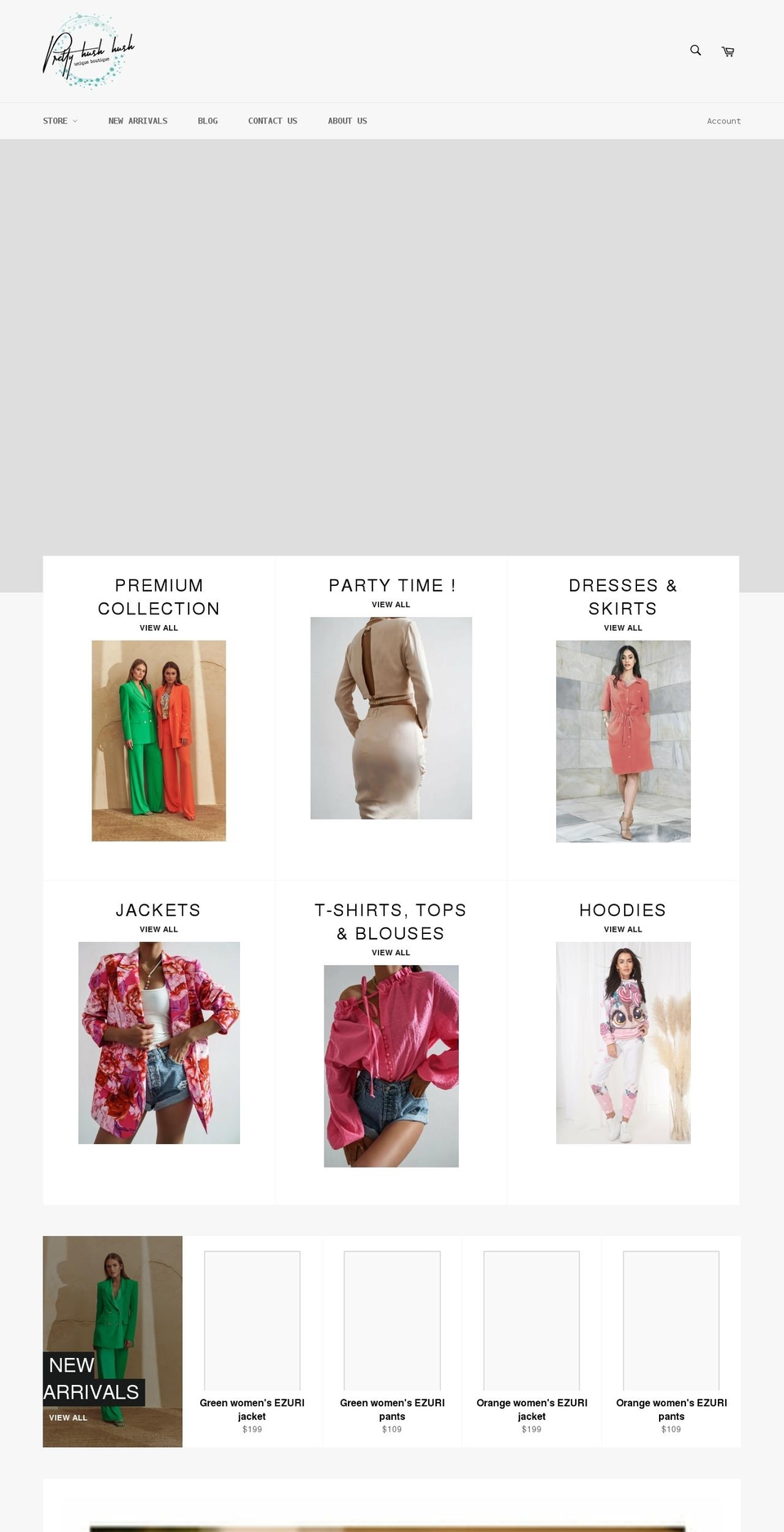 prettyhushhush.com shopify website screenshot