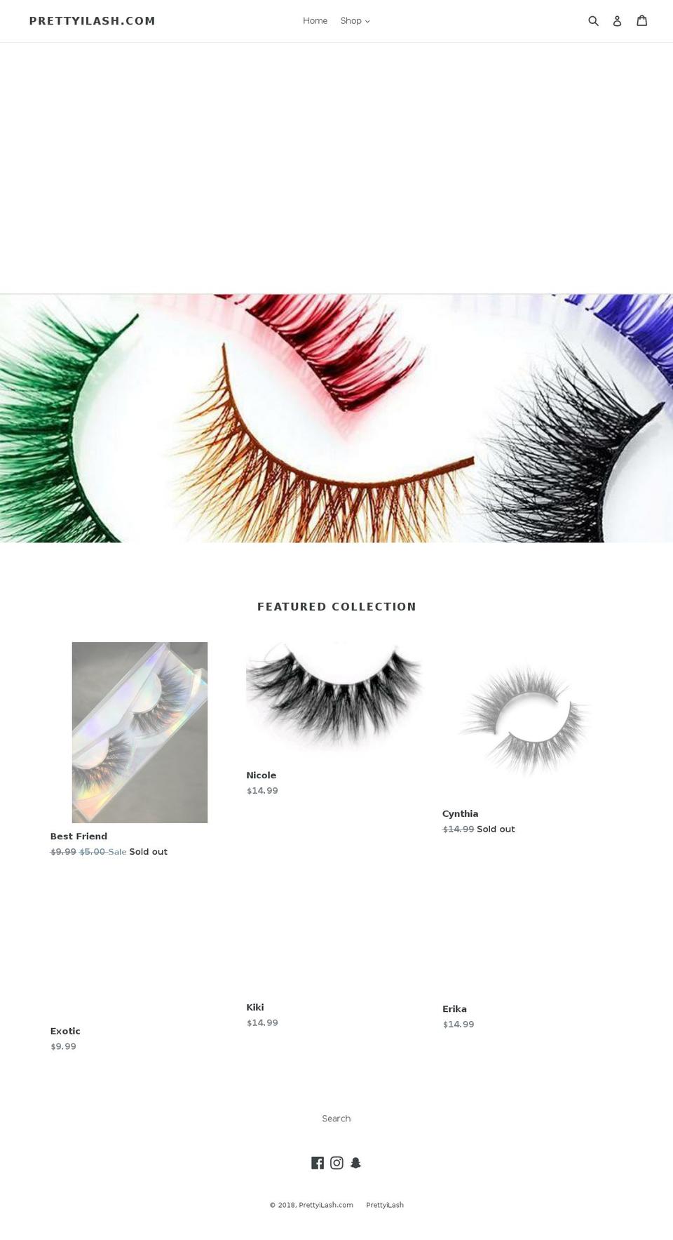 prettyilash.com — Shopify storefront screenshot