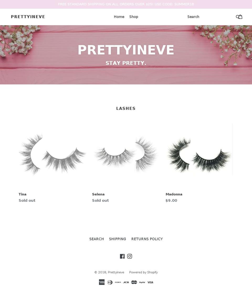 prettyineve.com — Shopify storefront screenshot