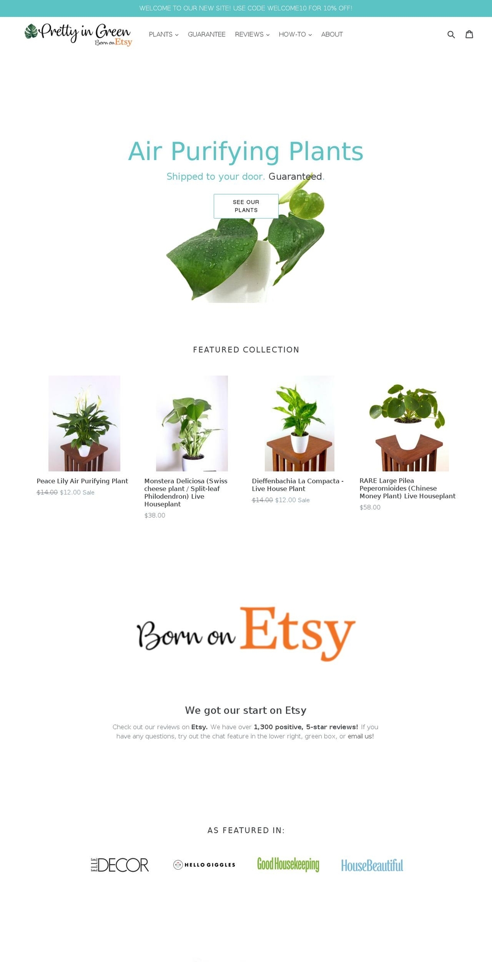 prettyingreen.com shopify website screenshot