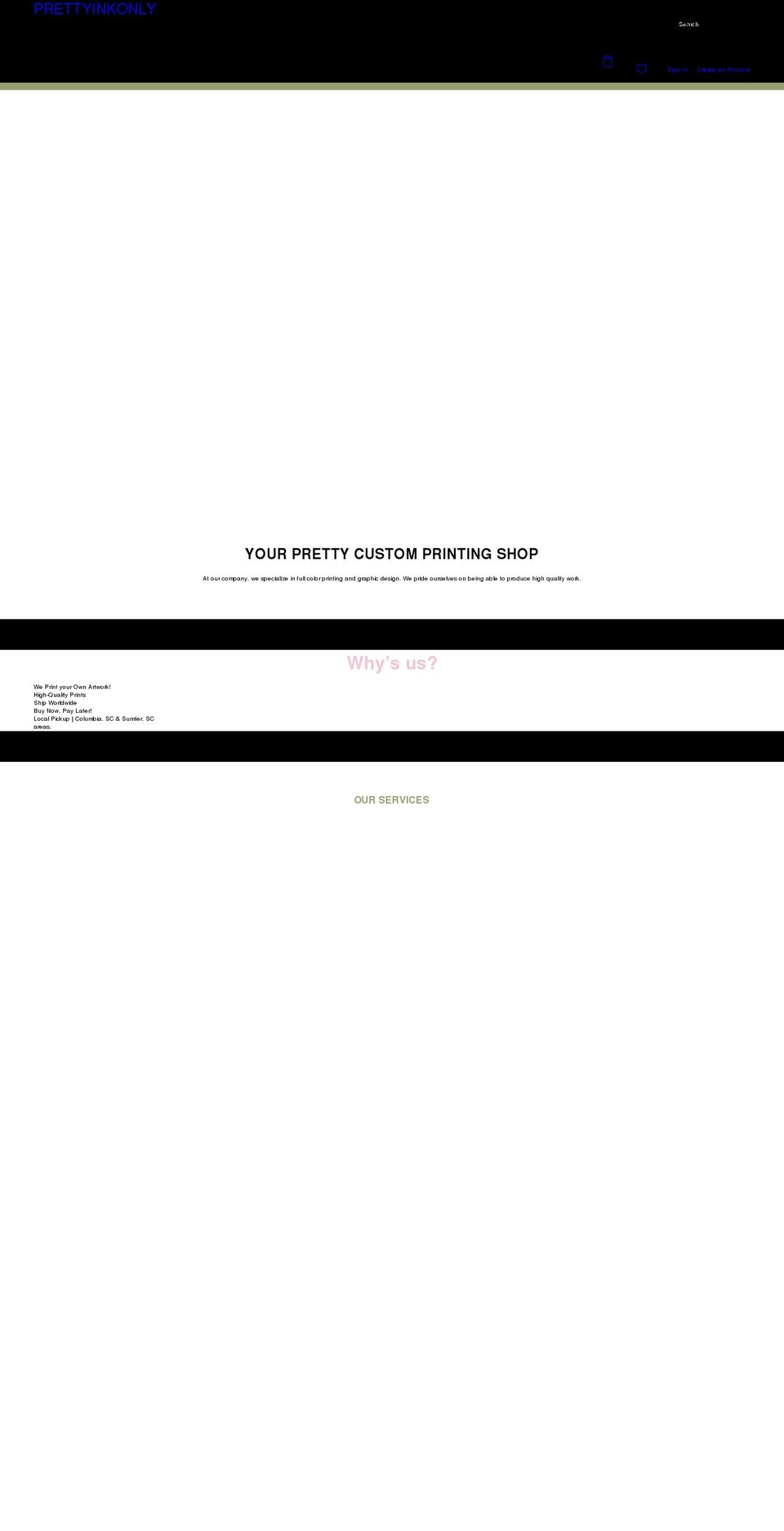 prettyinkonly.com shopify website screenshot