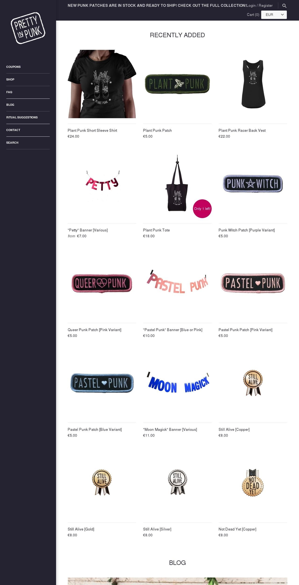 prettyinpunk.co shopify website screenshot