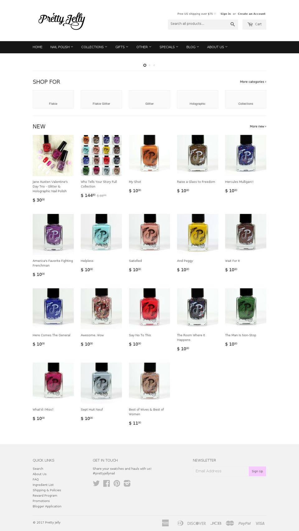 prettyjelly.com shopify website screenshot