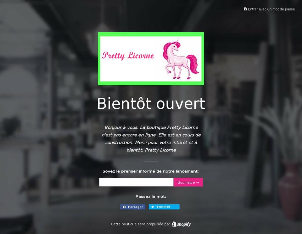 prettylicorne.com — Shopify storefront screenshot
