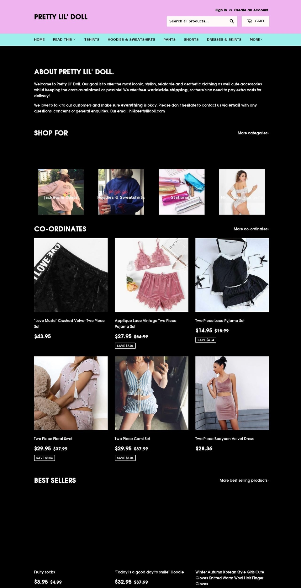 prettylildoll.com shopify website screenshot