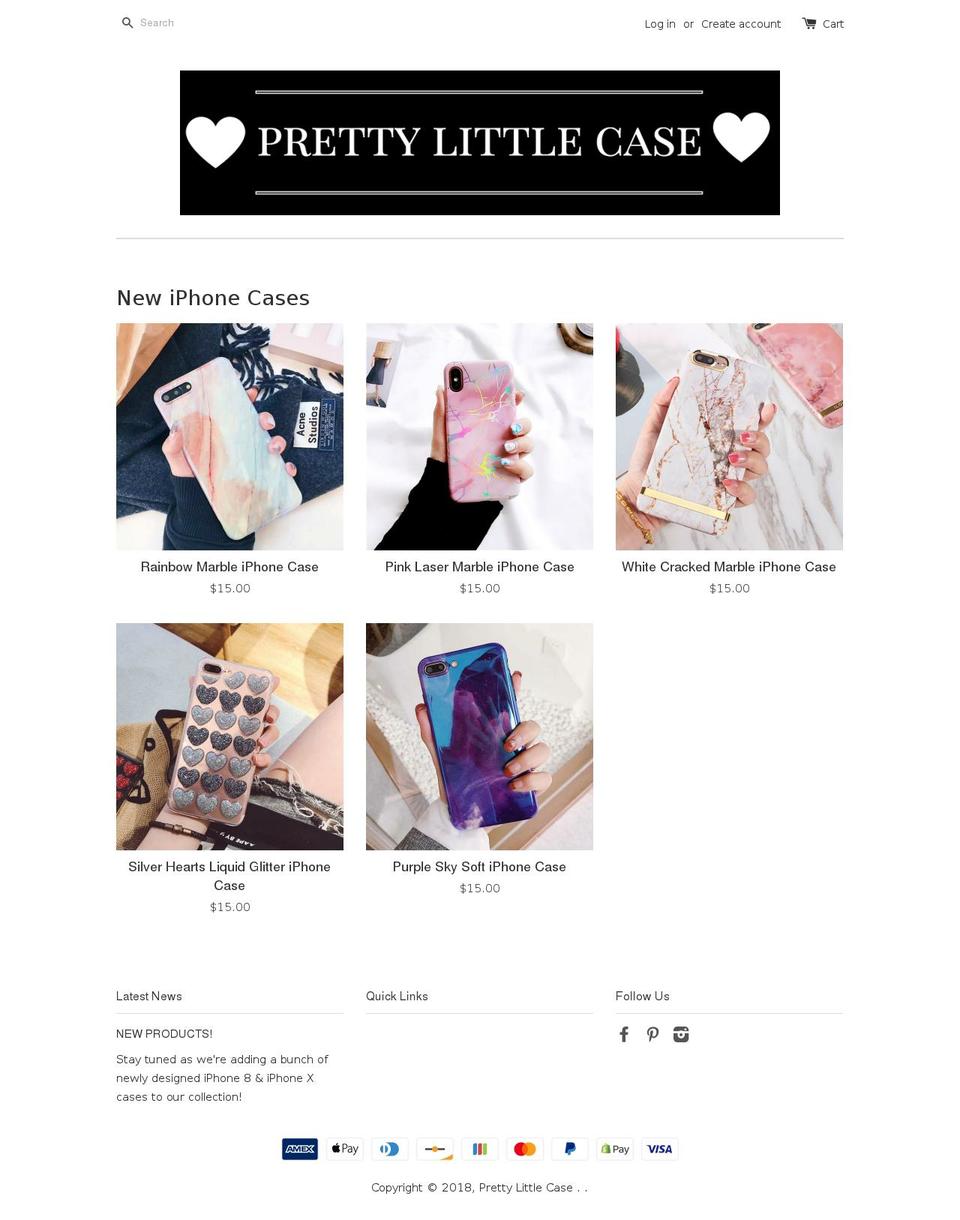 prettylittlecase.com shopify website screenshot