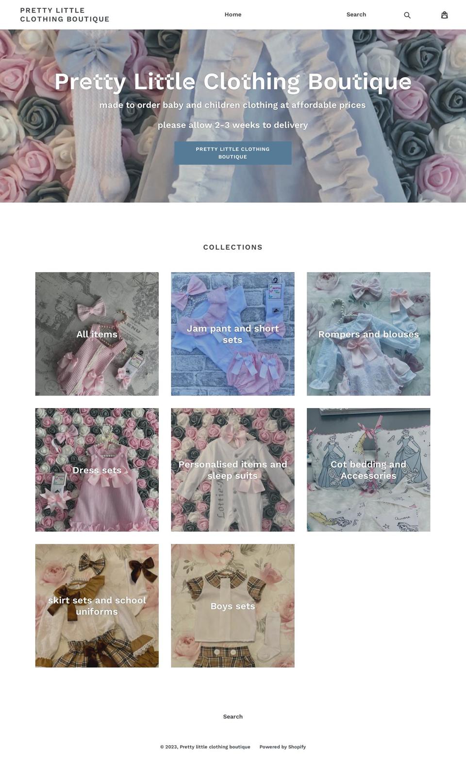 prettylittleclothingboutique.com shopify website screenshot