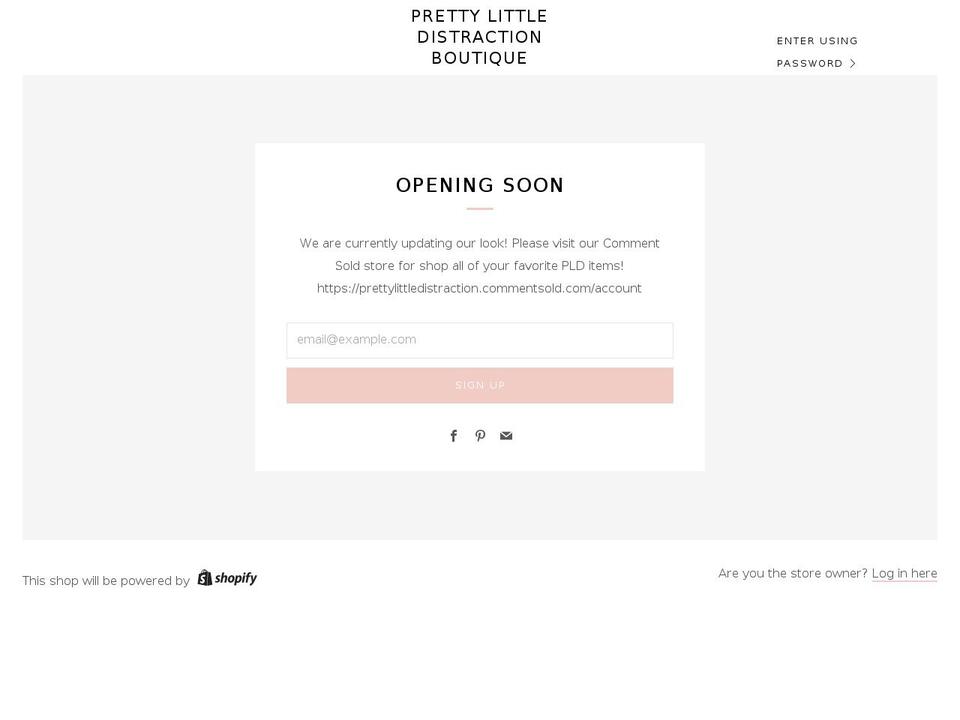 prettylittledistraction.com — Shopify storefront screenshot