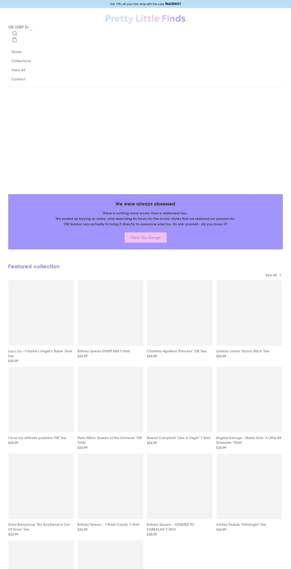 prettylittlefinds.com shopify website screenshot