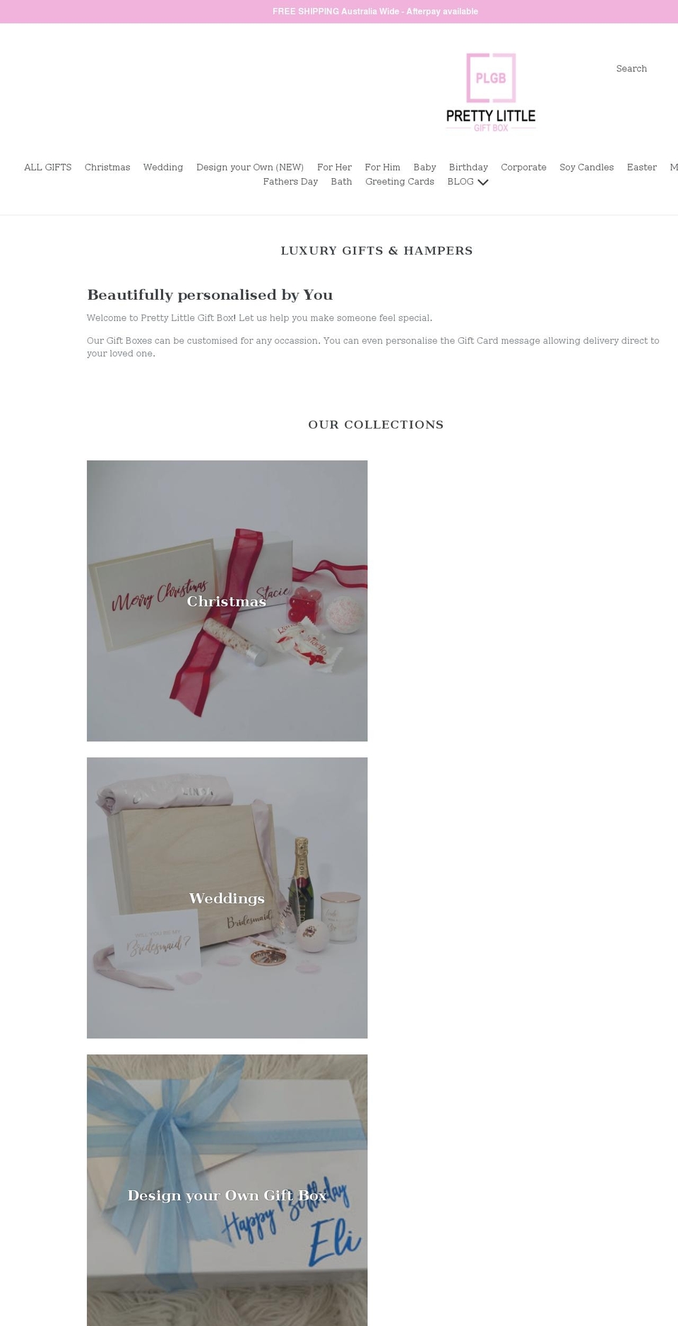 prettylittlegiftbox.com.au shopify website screenshot
