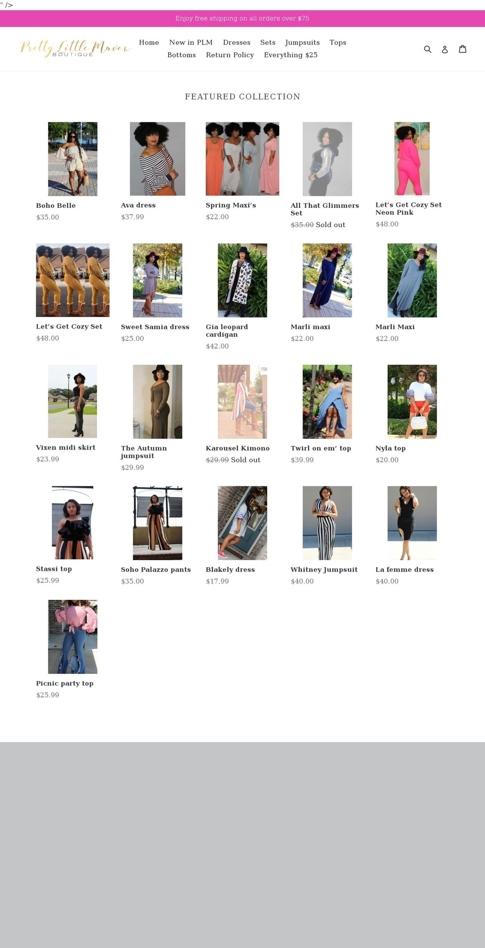 prettylittlemaven.com shopify website screenshot