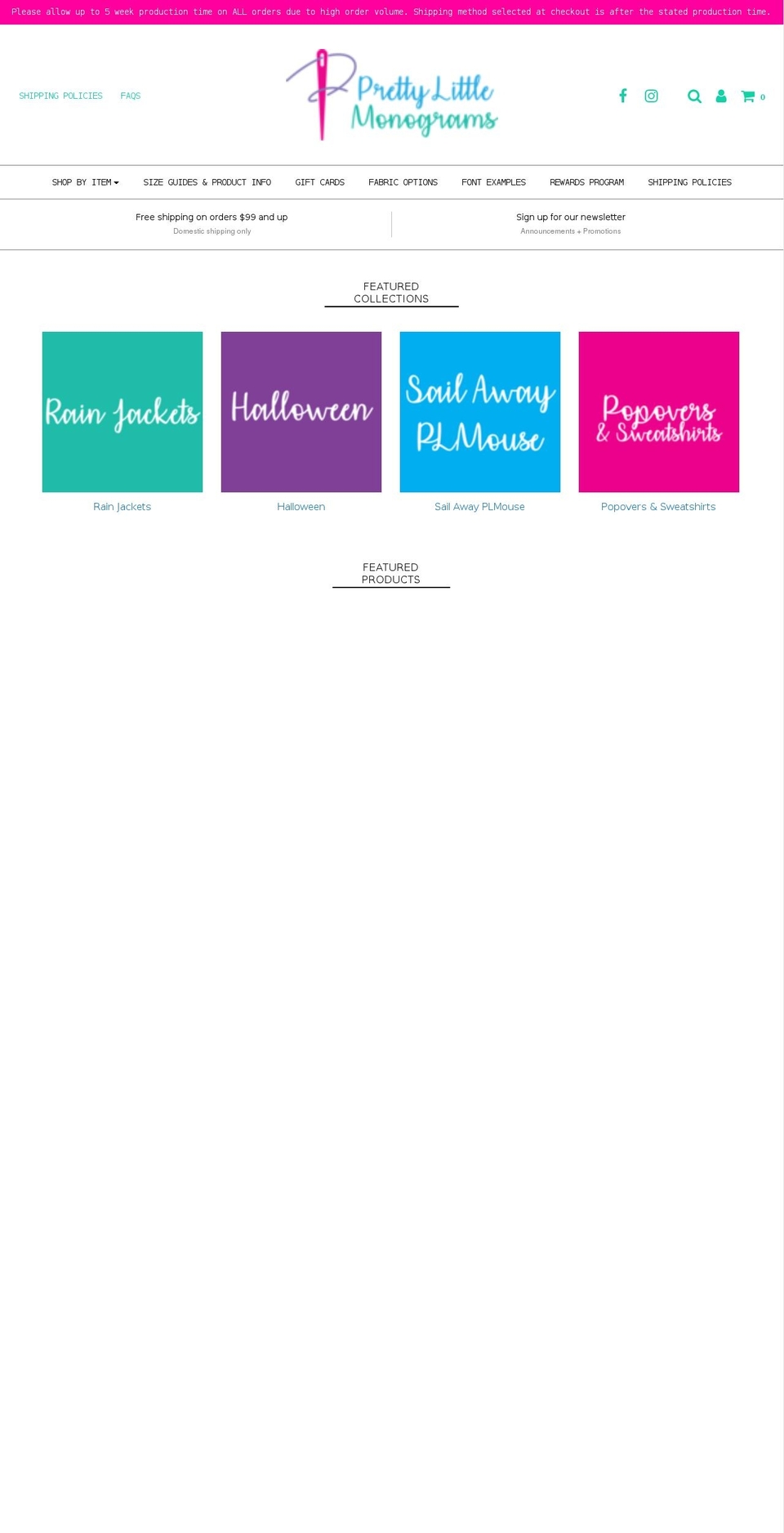 prettylittlemonograms.com — Shopify storefront screenshot