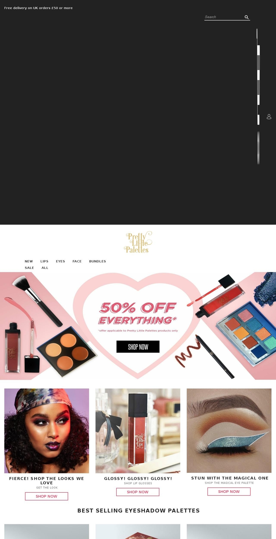 prettylittlepalettes.com — Shopify storefront screenshot