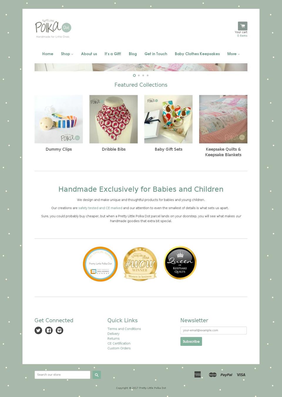 prettylittlepolkadot.com shopify website screenshot