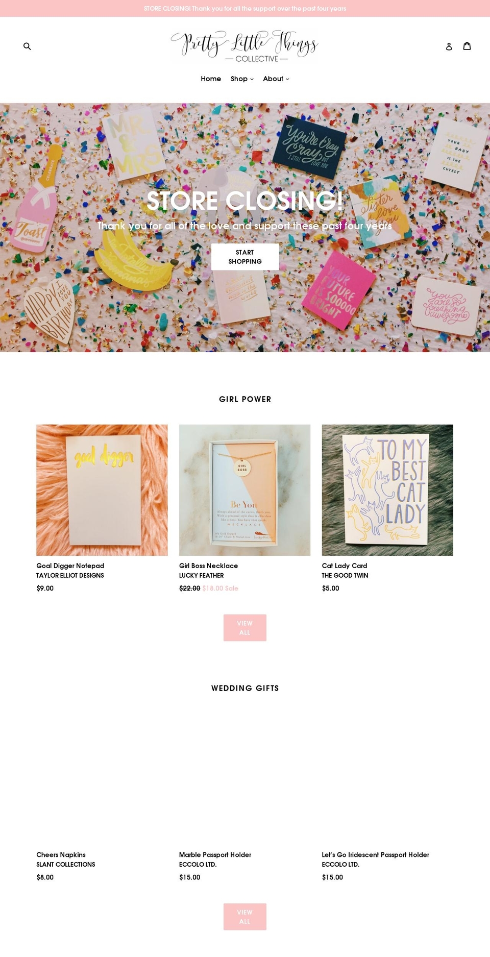 prettylittlethingscollective.com — Shopify storefront screenshot