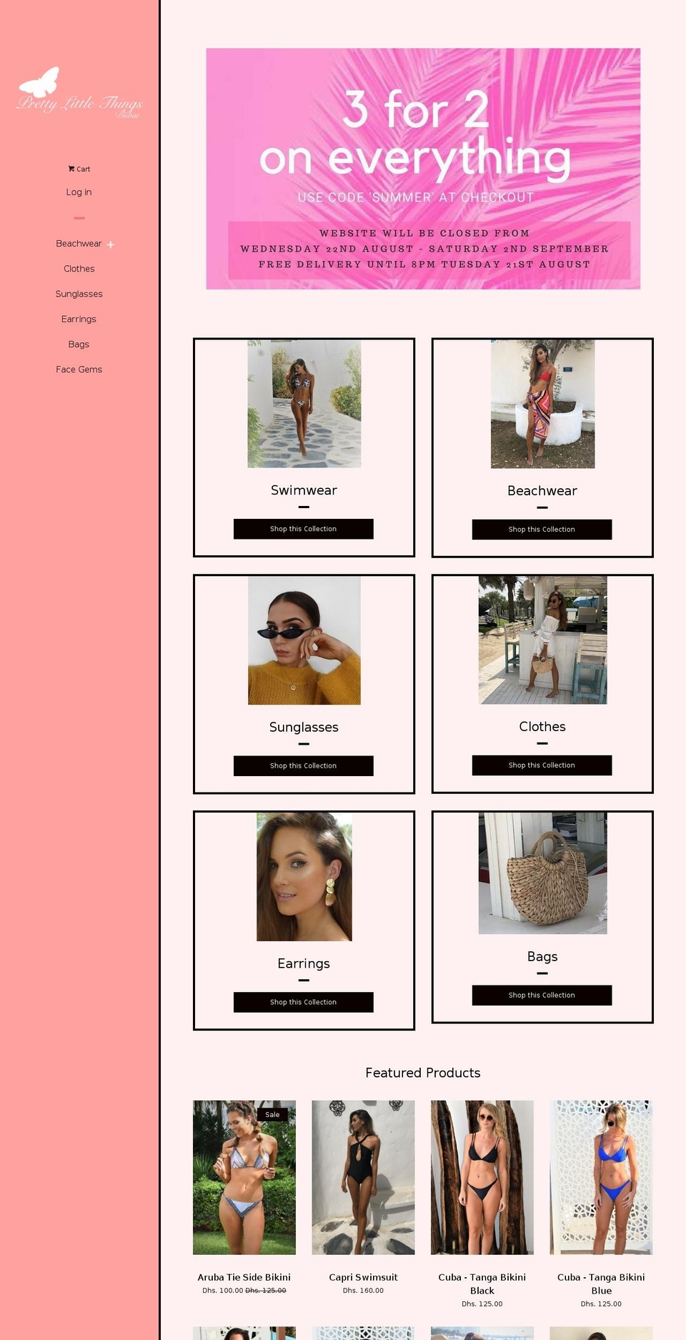 prettylittlethingsdubai.com shopify website screenshot