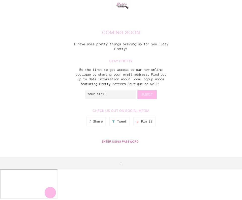 prettymattersboutique.com shopify website screenshot