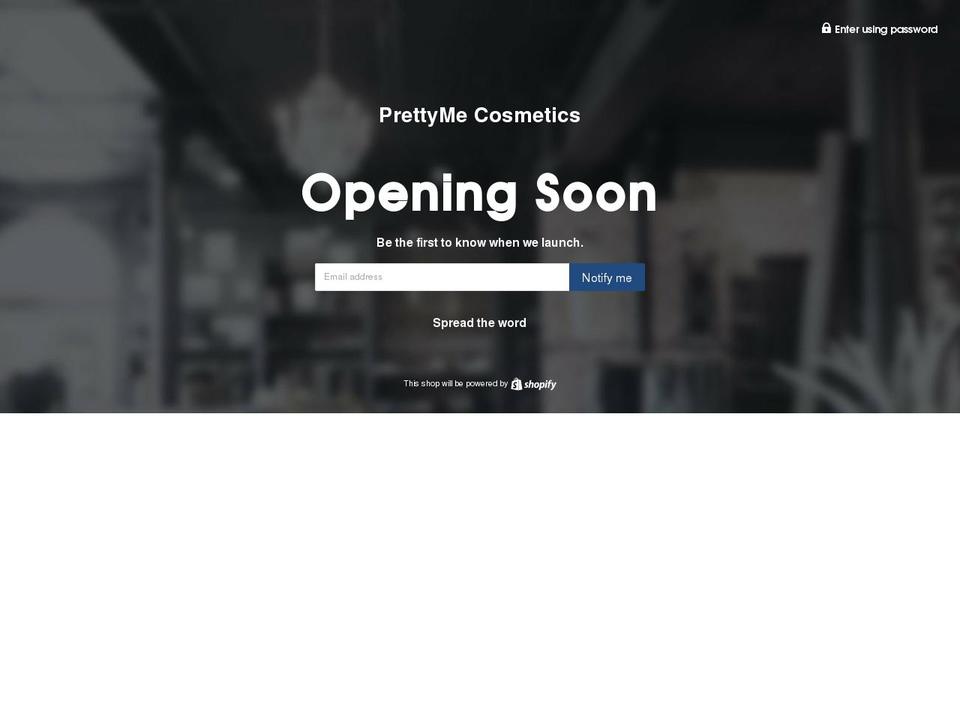 prettymecosmetics.com — Shopify storefront screenshot