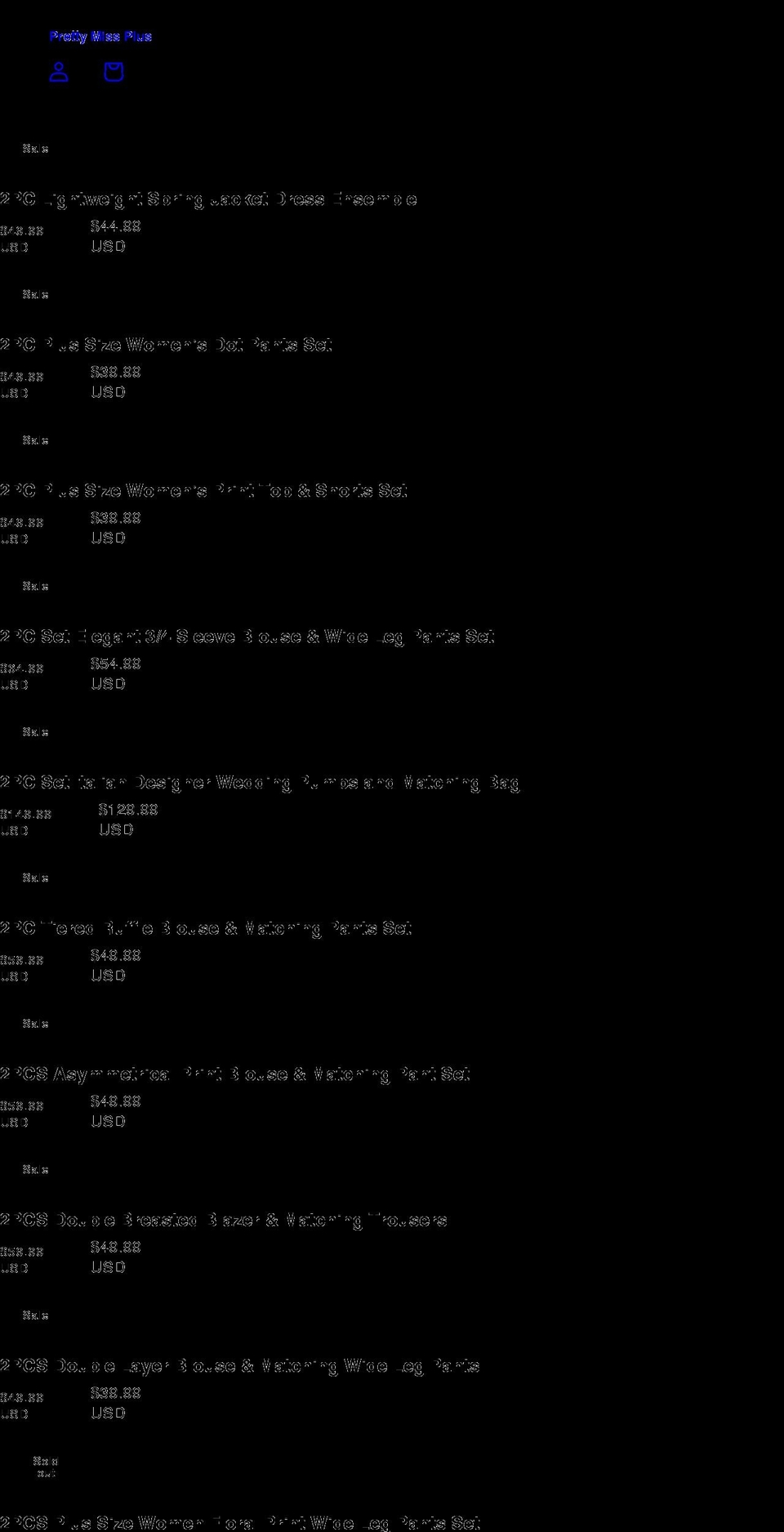 prettymissplus.com — Shopify storefront screenshot