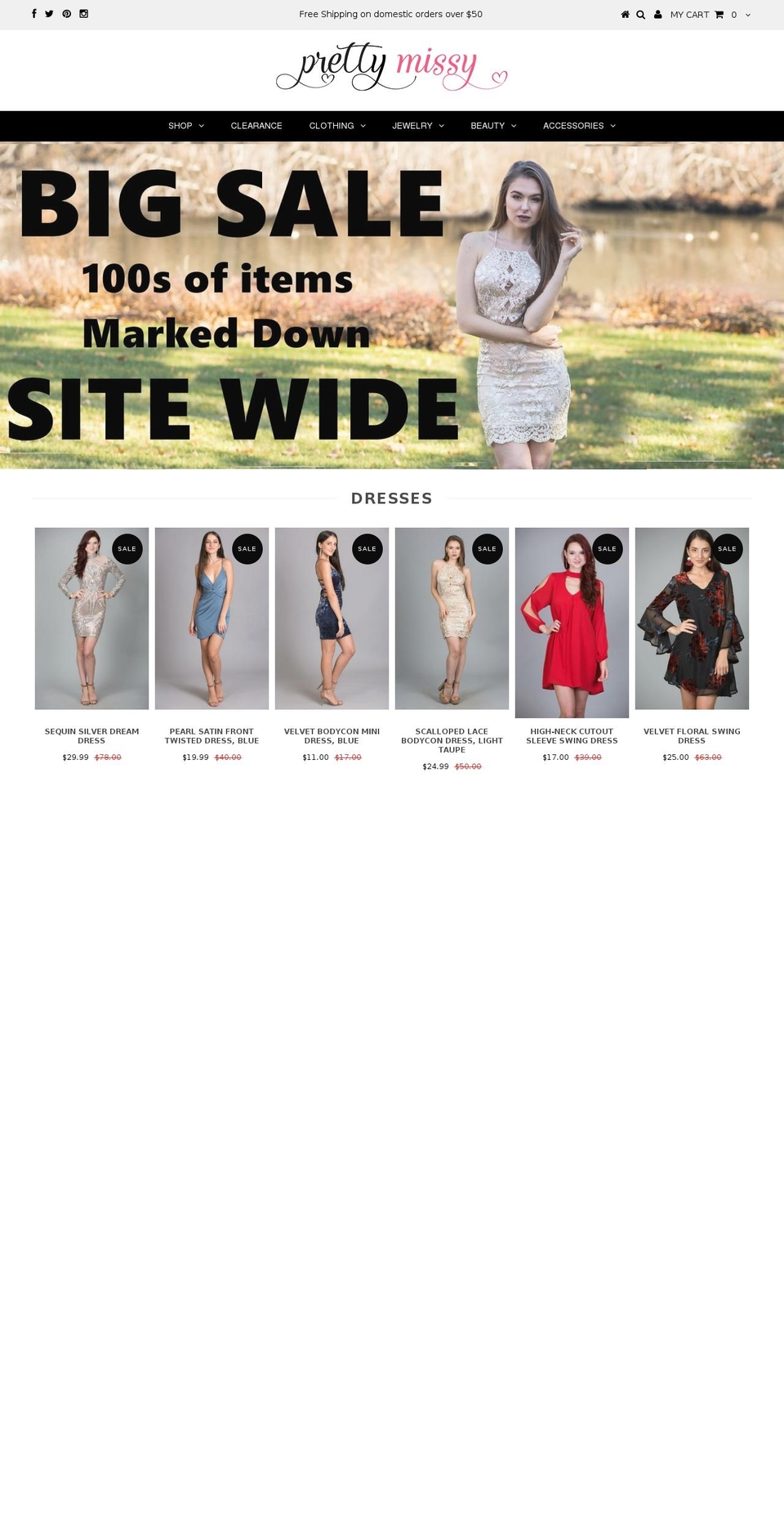 prettymissy.com shopify website screenshot