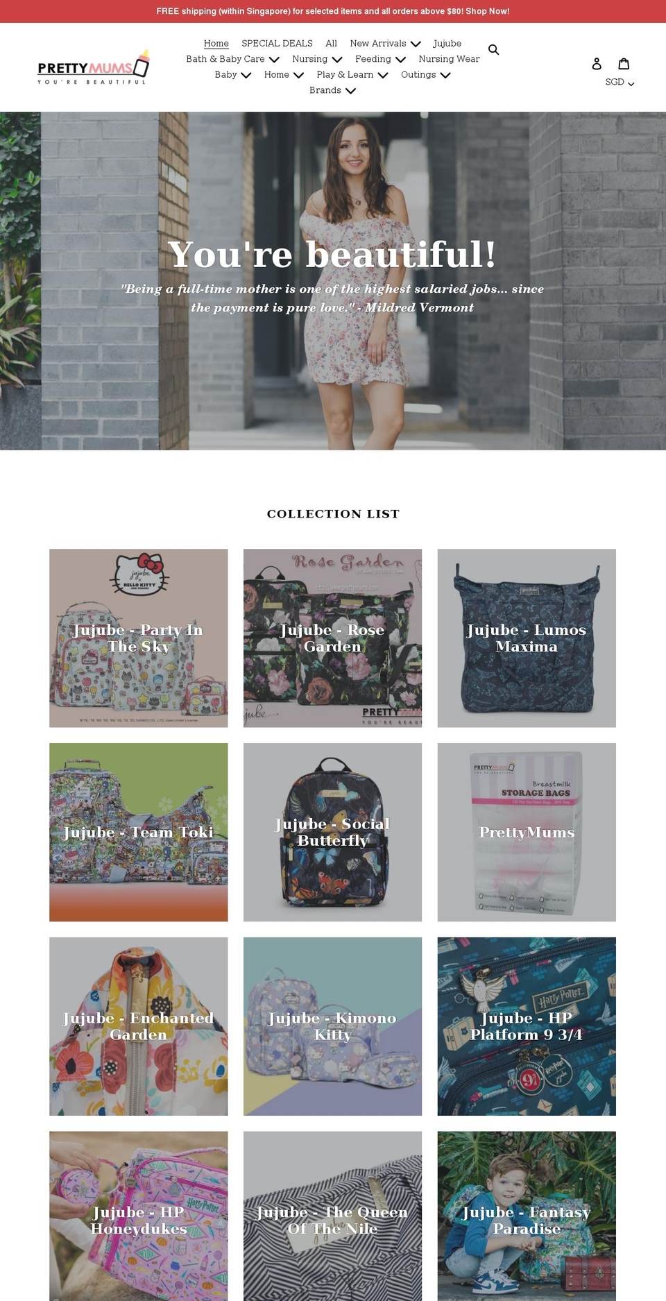 prettymums.com shopify website screenshot