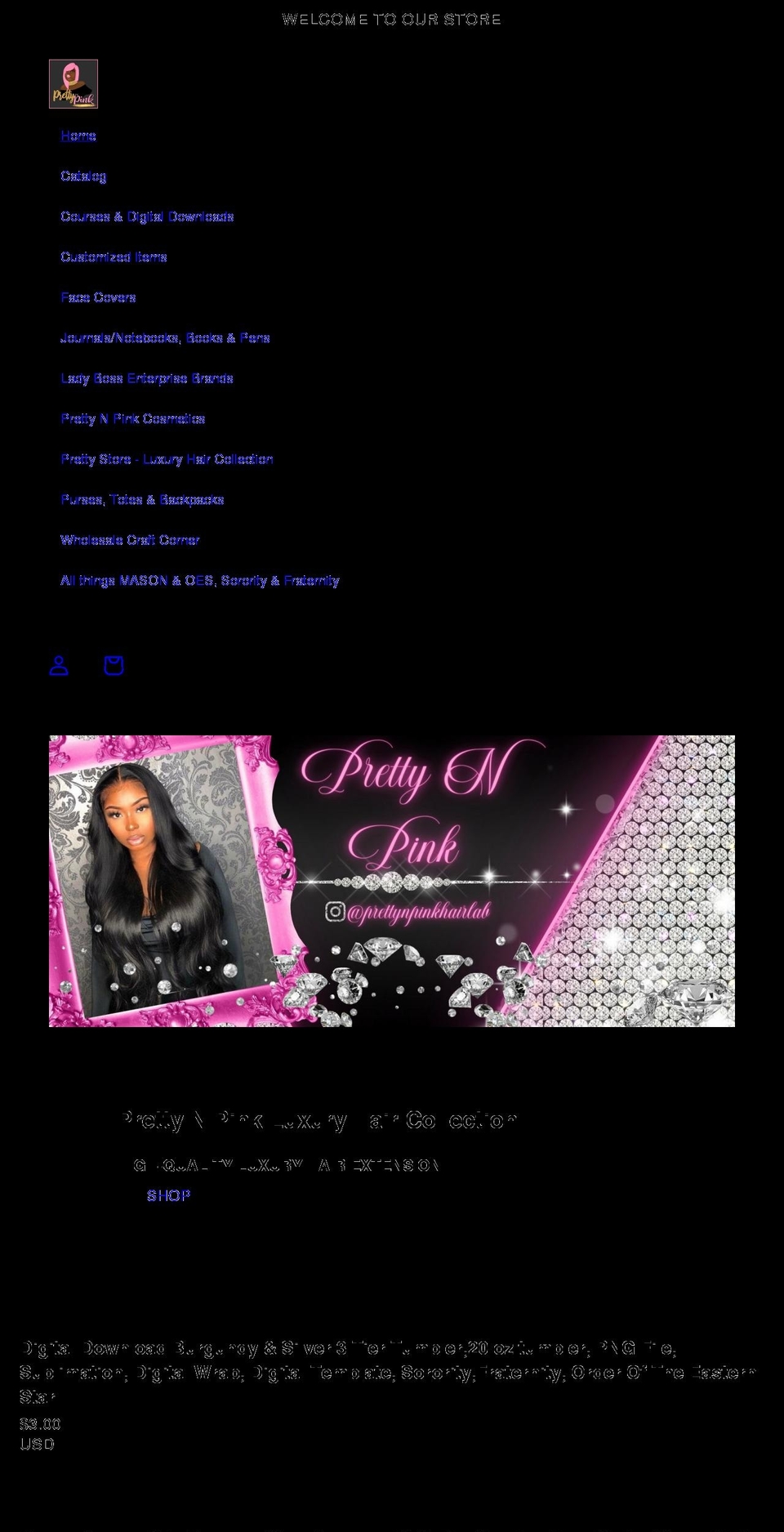 prettynpinkhairandmore.com — Shopify storefront screenshot