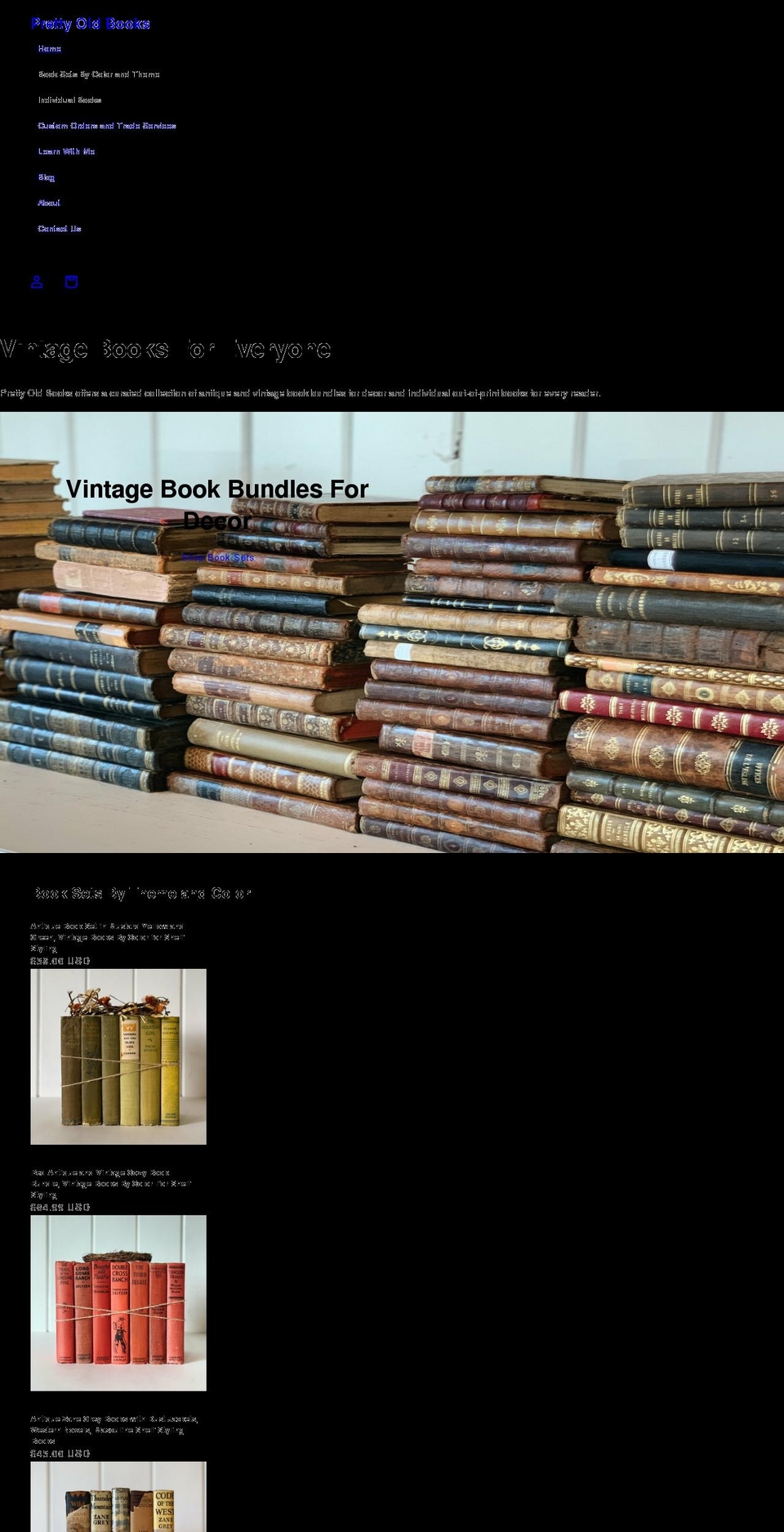 prettyoldbooks.com shopify website screenshot