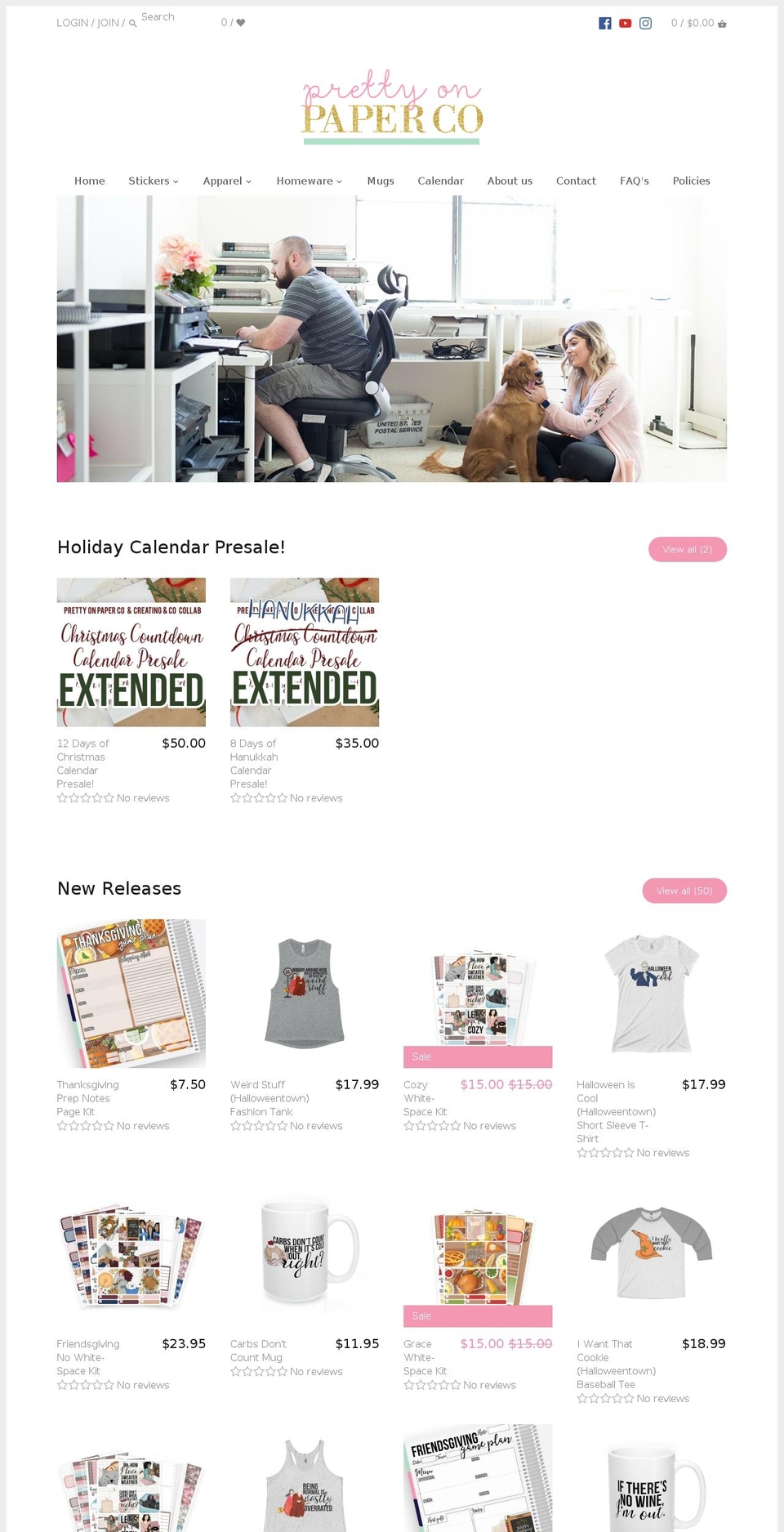 prettyonpaperco.com — Shopify storefront screenshot