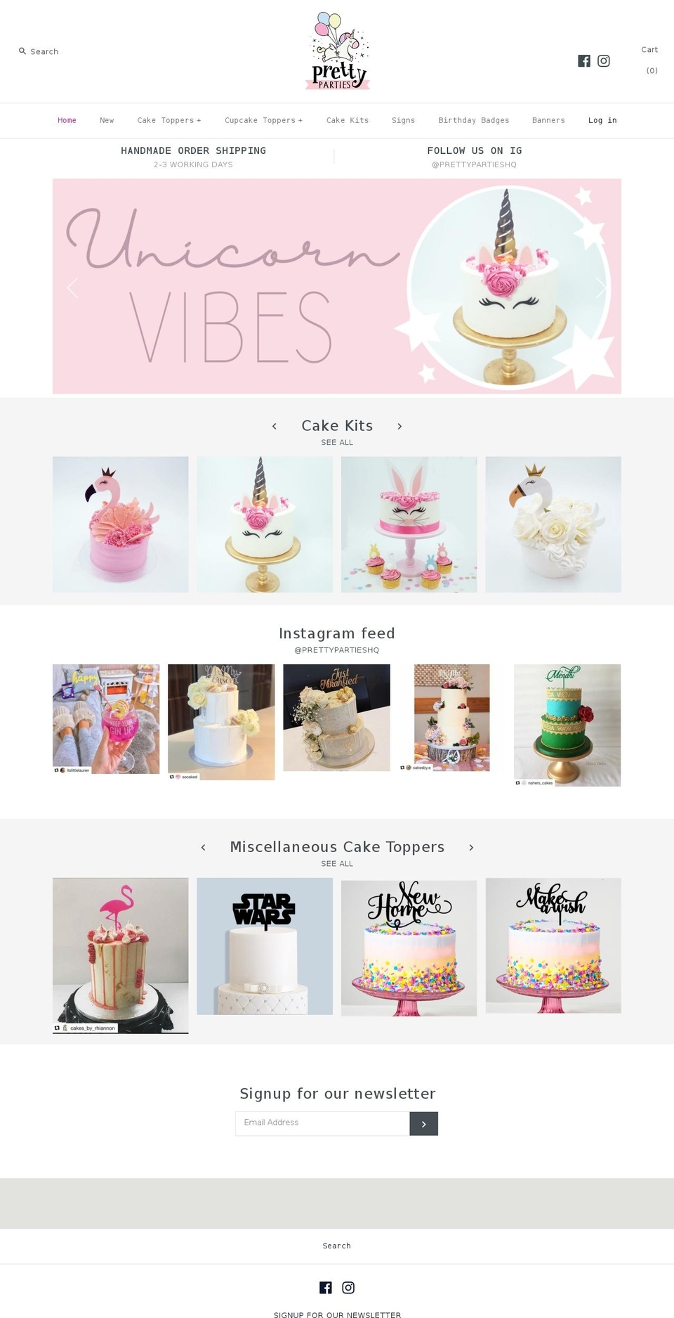 prettyparties.com — Shopify storefront screenshot