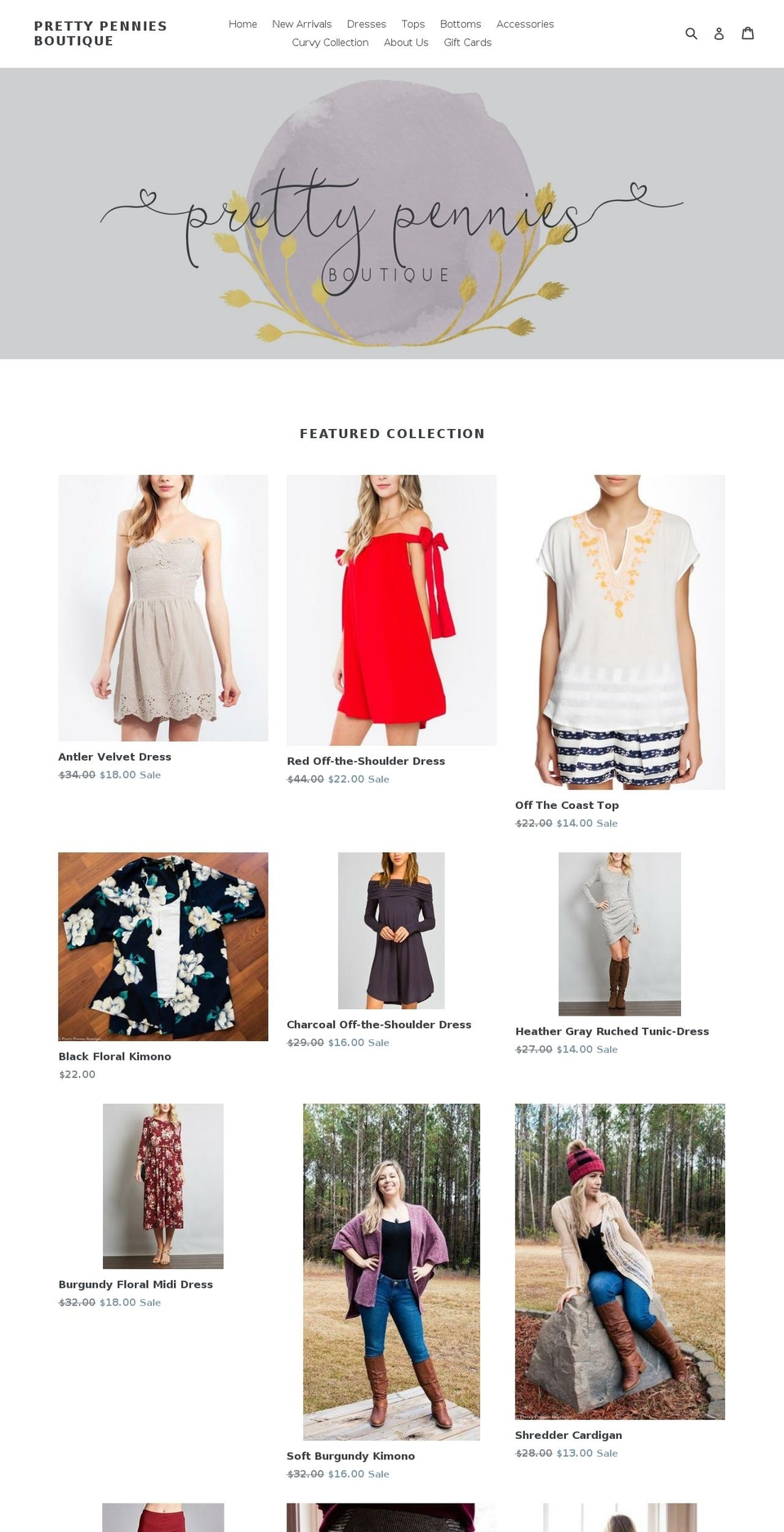 prettypenniesboutique.com — Shopify storefront screenshot