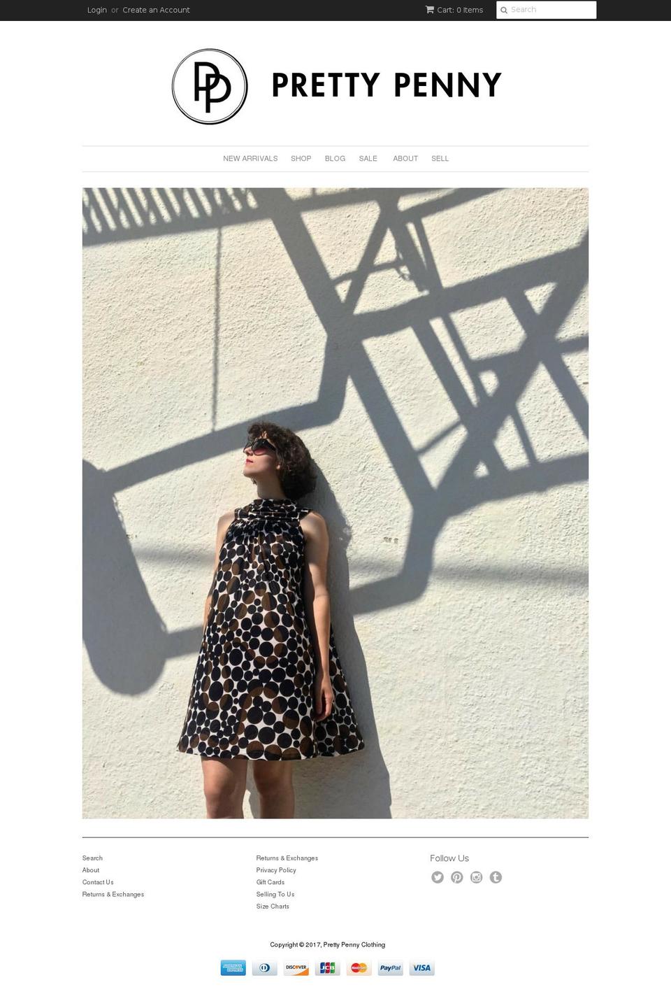 prettypennyclothing.com shopify website screenshot