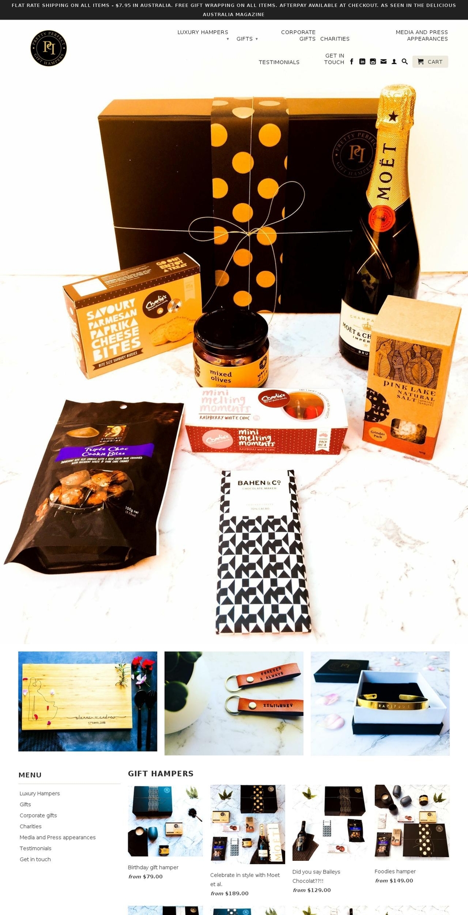 prettyperfectgifthampers.com shopify website screenshot
