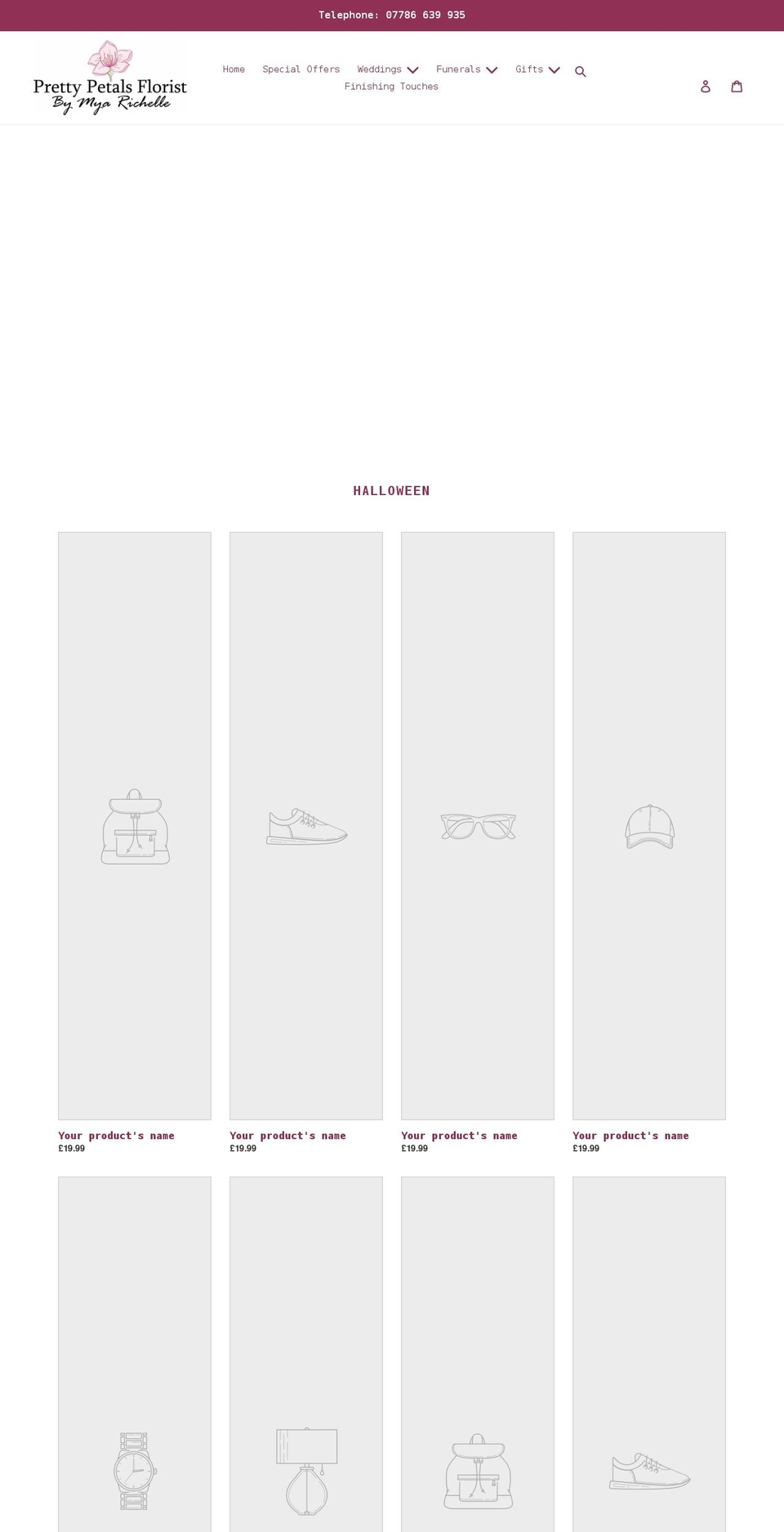 prettypetalsbymya.co.uk shopify website screenshot