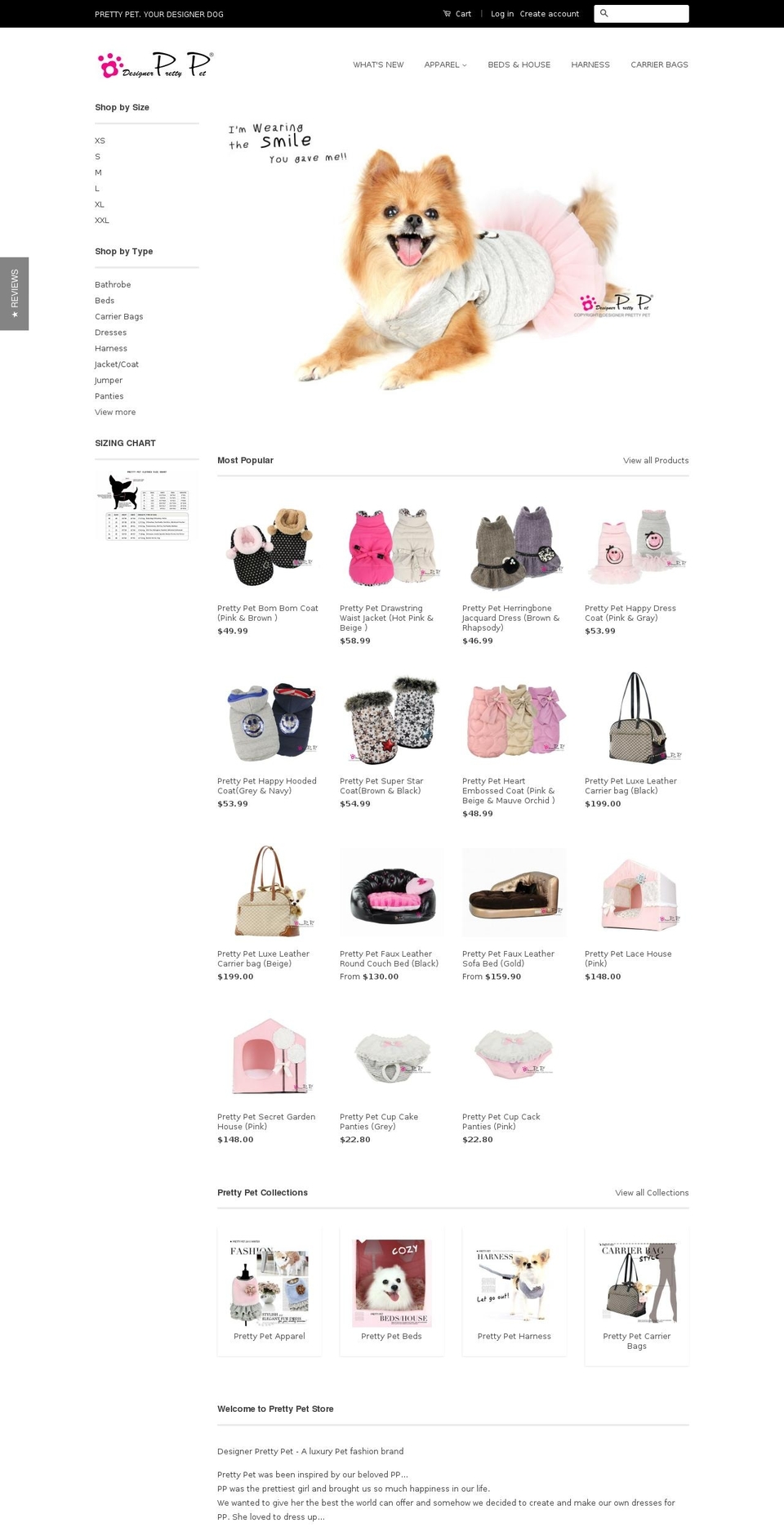 prettypetstore.com shopify website screenshot